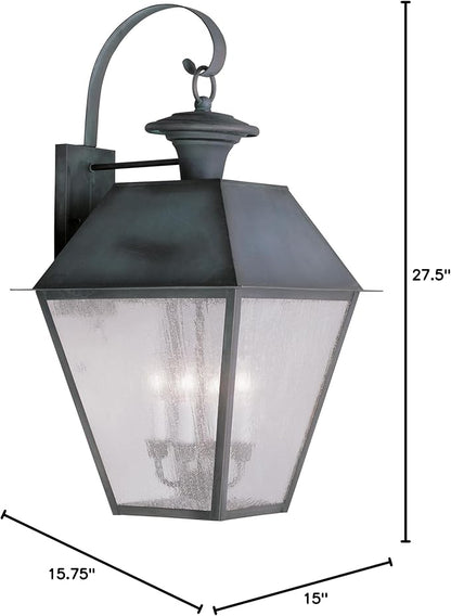 Livex Lighting 2172-61 Mansfield 4-Light Outdoor Wall Lantern, Charcoal