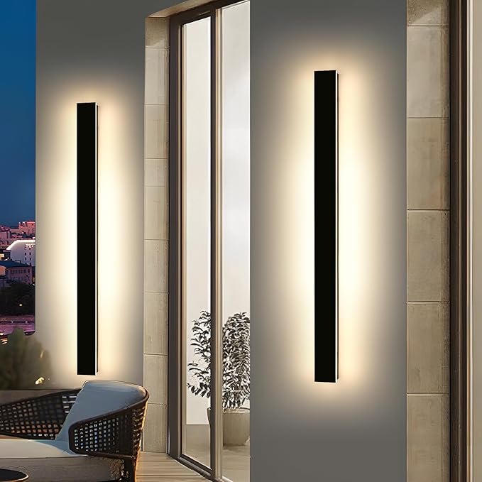 Mikeru 57inch Long LED Wall Light, 3000k-6000k Three Colors Switchable Modern Exterior Wall Sconces Acrylic Invisible Exterior Wall Light for Porch Modern Outdoor Wall Mount Lighting for House