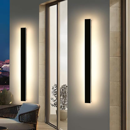 Mikeru 57inch Long LED Wall Light, 3000k-6000k Three Colors Switchable Modern Exterior Wall Sconces Acrylic Invisible Exterior Wall Light for Porch Modern Outdoor Wall Mount Lighting for House