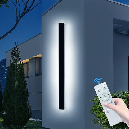 Outdoor Long Wall Light, 59inch LED Wall Mounted Sconces, 3000K-6000K Dimmable, Modern Lighting Fixture IP65 Waterproof Exterior Wall Light for Courtyard, Hallway, Garage with Remote Control
