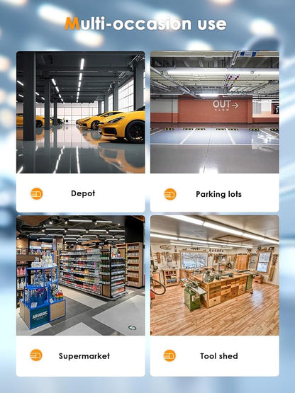 8ft LED Shop Light - 90W 12000lm 5000K, 8 Foot LED Shop Light Fixture, V Shape Bulbs for Garage, Workshop, Warehouse, Plug and Play, Energy Efficient (10 Pack)