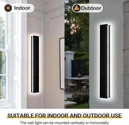 47.2in Outdoor Wall Light Exterior,AioTio Black Long LED Outdoor Wall Light Fixtures Wall Mount,Upgraded 4.72in Wide Dimmable IP65 Waterproof Modern Porch Lights Wall Sconce for Garage,Courtyard,Patio