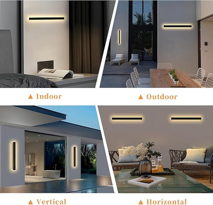 Modern Outdoor Wall Lights 31.5" LED 3000K Outdoor Wall Light for House Exterior Wall Garage Entrance Lighting Fixtures IP65 Waterproof Long Strip Wall Sconces for Doorway Patio Passage