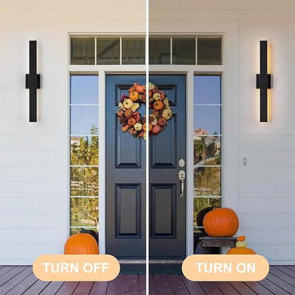 2-Pack Modern Outdoor Wall Light Exterior Black LED Patio Wall Light Fixture 27.2" Exterior Wall Sconce Outdoor Porch Lights for House