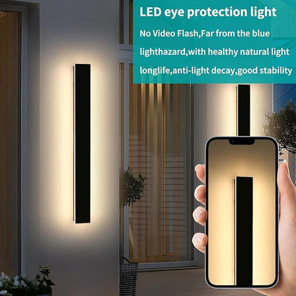 Mikeru 39inch Outdoor Wall Light Fixtures, 10%-100% Dimmable Black Exterior Wall Sconces, 3000k-6000k Acrylic Invisible Long led Wall Light for Porch Modern Wall Mount Lighting for House