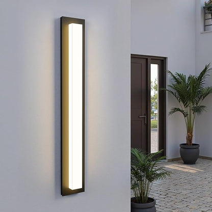 LamQee 31.5 in Aluminum Long Outdoor Wall Lights, 2900K 2000LM LED Waterproof IP65, Linear Modern Exterior Lighting Fixtures Wall Mount Outside Sconce Acrylic Shade for House Porch Patio Garage Door