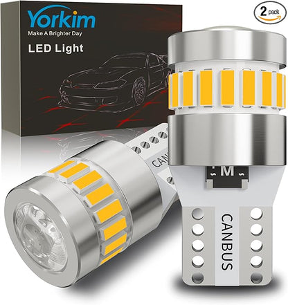 Yorkim 194 LED Bulb 6300K Warm White, 168 2825 W5W T10 LED Light Bulb Error Free for License Plate, Dome, Map, Courtesy, Side Marker Lights, Pack of 2