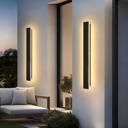 2 Pack Modern Outdoor Wall Lights 31.5 Inche 3000K LED Outdoor Wall Light for House Exterior Wall Garage Entrance Lighting Fixtures IP65 Long Strip Wall Sconces for Doorway Patio Passage