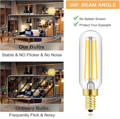 Dimmable T6 LED Bulbs, 8W E12 Edison Light Bulbs Soft White 3000K,800lm, 100W Candelabra Incandescent Bulbs Equivalent Vintage LED Filament Edison Candle Bulb with Decorative, 6Pack.