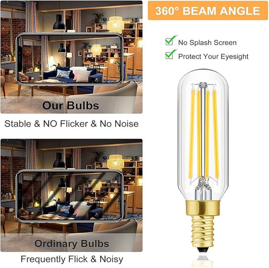 Dimmable T6 LED Bulbs, 8W E12 Edison Light Bulbs Soft White 3000K,800lm, 100W Candelabra Incandescent Bulbs Equivalent Vintage LED Filament Edison Candle Bulb with Decorative, 6Pack.