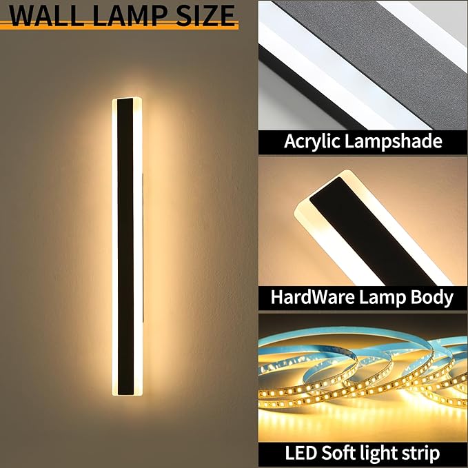 Mikeru 2Pack 57inch Outdoor Wall Light Fixtures, 10%-100% Dimmable Outdoor Wall Lights Exterior Front Porch Light 3000-6000k Wall Mounted Led Lighting for Basement, Shop,Garage Lighting