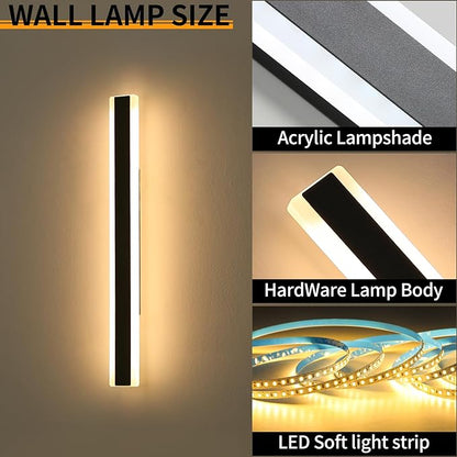 Mikeru 2Pack 57inch Outdoor Wall Light Fixtures, 10%-100% Dimmable Outdoor Wall Lights Exterior Front Porch Light 3000-6000k Wall Mounted Led Lighting for Basement, Shop,Garage Lighting