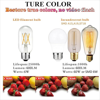 LiteHistory E26 LED Bulb 6W Equivalent e26 led Bulb 60 Watt Dimmable Warm White 2700K E26 Edison Bulb AC120V 600lm Tubular T14 T45 LED Bulb for Pendant, Sputnik,Vanity,Chandeliers Pack of 6