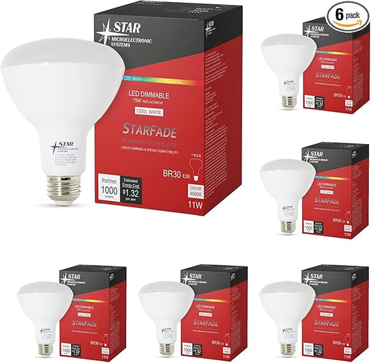 LED Light Bulb Dimmable Broad Compatibility 90 CRI 1000 Lumens 4000K 22,000Hrs BR30 (6 Pack)