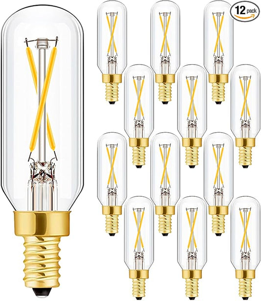LEOOLS T6 Candelabra LED Light Bulbs 25 Watt 90+CRI LED E12 Chandelier Light Bulbs Dimmable, B10 LED Candelabra Bulbs, 2W, 250LM 3000K Soft White, Candle Light Bulbs, 12 Pack