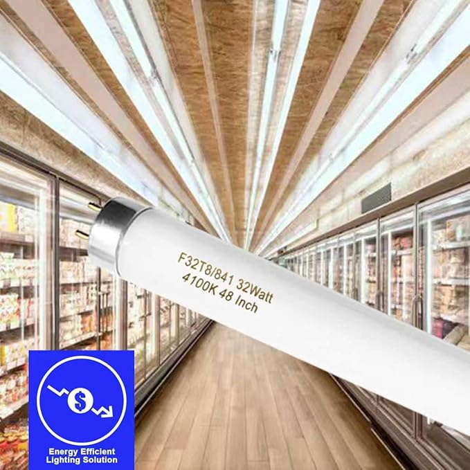 25 Pack F32T8/841 Fluorescent Tube 48 Inch, T8 Fluorescent Light Bulb 4 Foot 32 Watt 4100K Cool White 2600 Lumens G13 Base