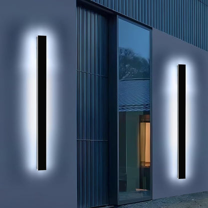 Mikeru 3CCT Dimmable Outdoor Wall Sconce 57" IP65 Waterproof - 2Pack Modern Black Exterior Light with Remote Control, Adjustable 3000K/4500K/6000K for Porch, Patio & Commercial Spaces | Hardwired