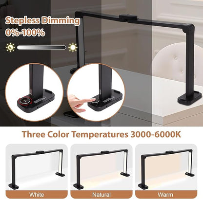FAHKNS Large Half Moon Light for Nail Desk, 34IN Foldable LED Lamp with Phone Holder, 3000-6000K Color Temperature Adjustment, 456 Light Beads, Manicuret, Tattooing, Reading, Black