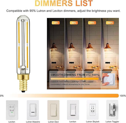 Leools E12 Long Candelabra LED Light Bulbs 40 Watt LED Chandelier Light Bulbs Warm White 2700K 95+CRI AC120V 400LM Dimmable T6 Candle Bulb, Pack of 12