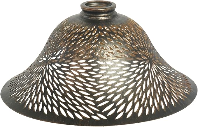 Ceiling Fan Light Covers, Pendant Light Shade Replacement with 1.65" Fitter, ALUCSET 5.5" Height and 12.2" Diameter, Metal Bell Cover for Chandelier Wall Sconces Etched Chrysanthemum Bronze and Gold