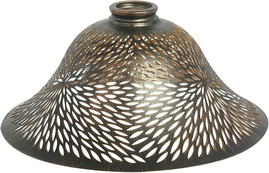 Ceiling Fan Light Covers, Pendant Light Shade Replacement with 1.65" Fitter, ALUCSET 5.5" Height and 12.2" Diameter, Metal Bell Cover for Chandelier Wall Sconces Etched Chrysanthemum Bronze and Gold