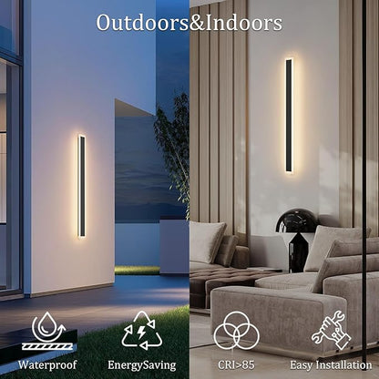 2 Pack 39.4In Long Outdoor LED Wall Light 3000K Modern Exterior Wall Sconce Light IP65 Waterproof for House Porch Courtyard