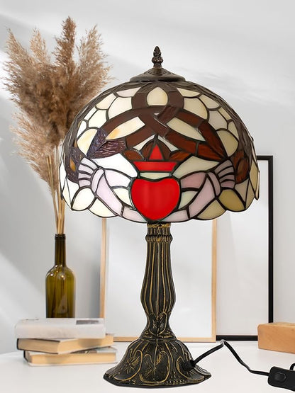 KY&BOSAM Tiffany Table Lamps Irish Gold Crown Celtic Style17500 Lumens Desk Lights Stained Glass Shade + UL E26 Lamp Holder+Zinc Base 12*12*19 Inch Living Room Bedroom St Patrick's Day Memory Decor