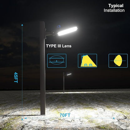Lightdot 320W LED Parking Lot Lights Outdoor Arm Mount (48000lmEqv 1200W HPS) 5000K Parking Lot Lights Commercial with Smart Photocell Outdoor LED Pole Light for Parking Lot,Yard,Driveway- 2Pack