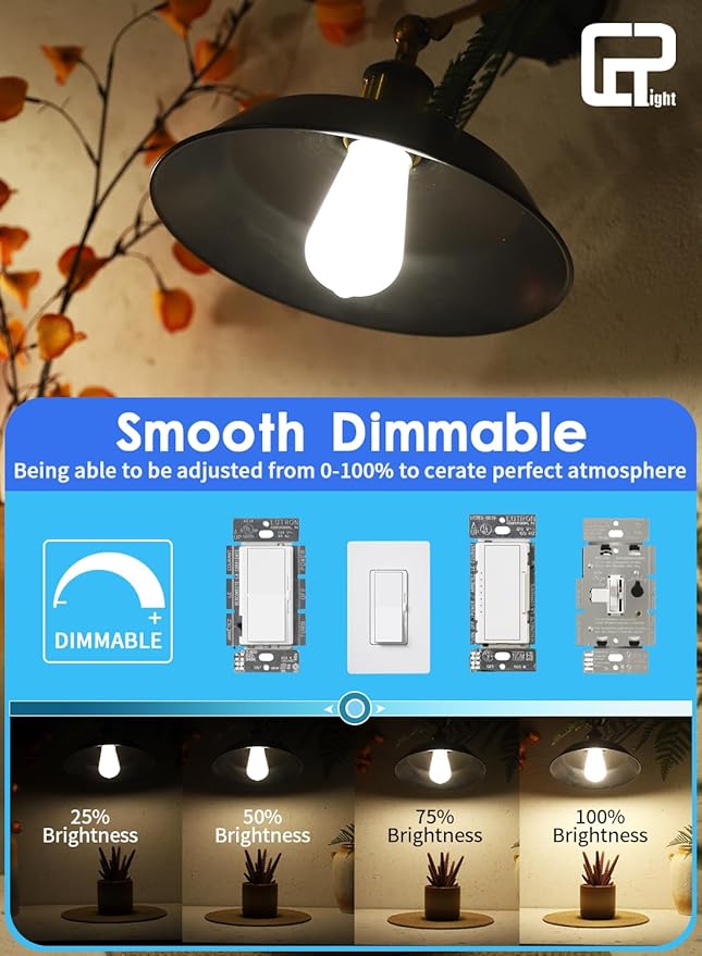 CRLight Dimmable Opal Edison Bulbs, ST58 = ST19 4000K Neutral White, 8W 80W 800LM, E26 Base, Vintage Milky Glass Decorative LED Light Bulbs, 90+ CRI, for Living Room, Home Decor, Ceiling Fan, 8 Pack