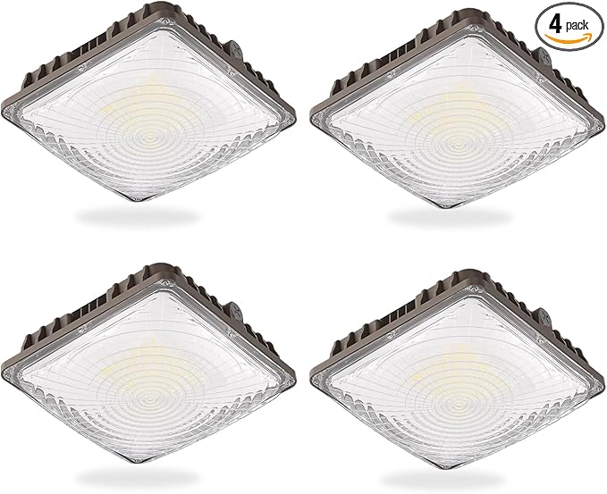 LED Canopy Light 60W, 9000LM LED Canopy Lights Outdoor, 5000K Daylight Square Canopy Gas Station Light for Carport Shop Garage Warehouse Porch Hotel Building Entrances UL Listed, 4 Pack