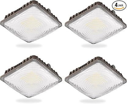 LED Canopy Light 60W, 9000LM LED Canopy Lights Outdoor, 5000K Daylight Square Canopy Gas Station Light for Carport Shop Garage Warehouse Porch Hotel Building Entrances UL Listed, 4 Pack