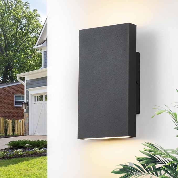 Modern Outdoor Wall Light Black Up and Down Lights Outdoor 10" LED Exterior Lighting Fixtures for House, Porch Outside Lights for Entryway Front Door Patio Garage (10W, 3000K/4500K/6000K)