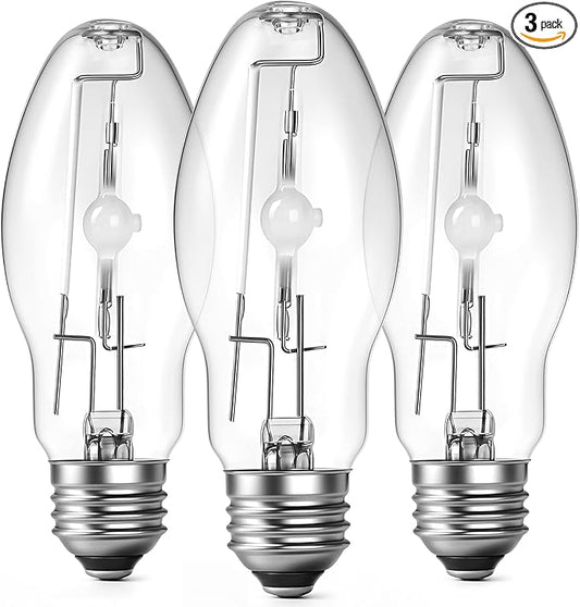 3 Pack Lighting Metal Halide Ed17 Bulb, Medium Base (e26), 24000 Hour Span Life, 6000 Lumen, 4000k, Clear Metal Halide Bulb (70 W)