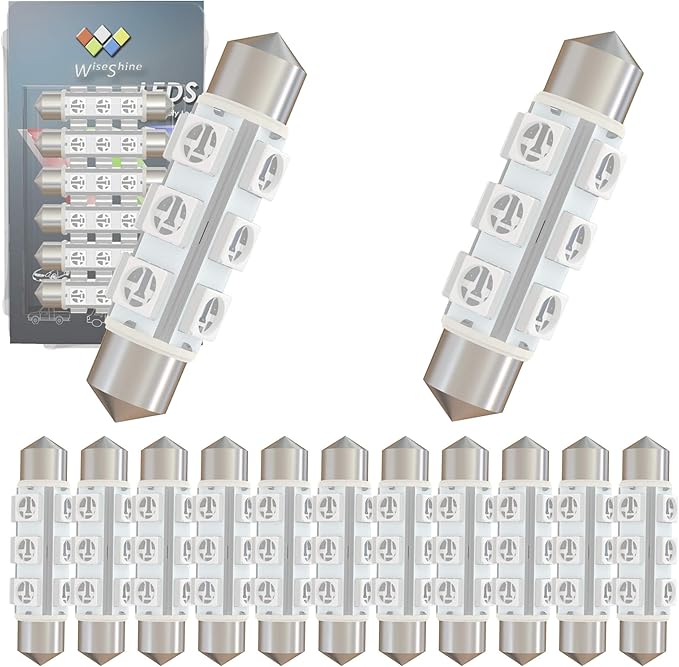 44mm DC 24V 578 Festoon Dome LED Bulb Blue,211-2 561 562 566 6429 LED Bulbs for Truck Interior Door Trunk Lights 360 deg Non Polarity(Pack 12)