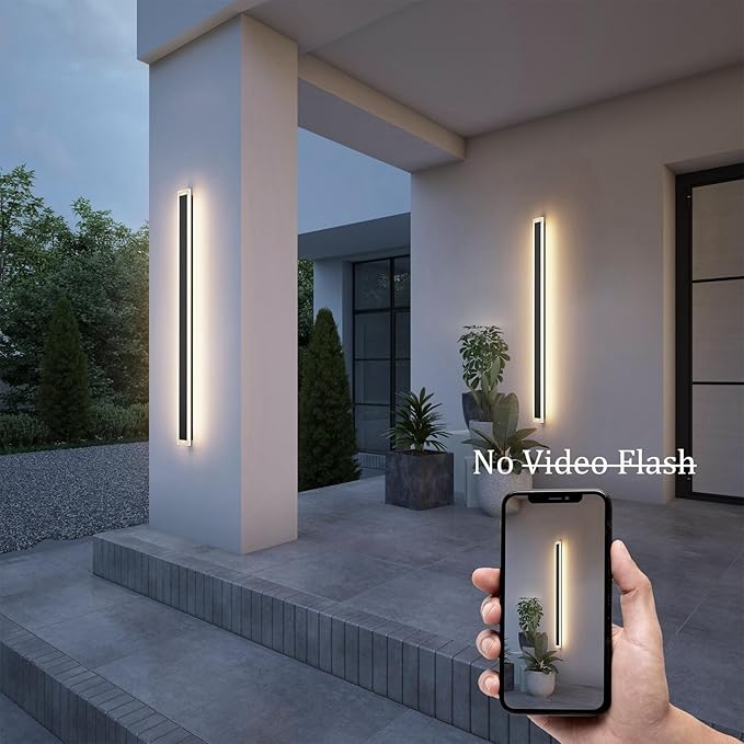 Long Outdoor Wall Light 47.2In 4000K,Modern Black Exterior Wall Mount Outdoor Lighting IP65 Waterproof for Porch Courtyard,1Pack