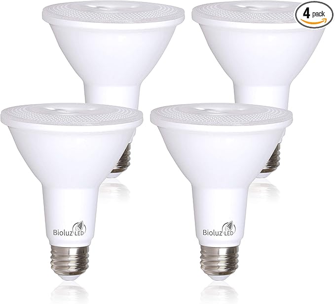 Bioluz LED 4 Pack PAR38 LED Light Bulb 90 CRI 12W = 100-120 Watt Replacement, Daylight 5000K, Dimmable Light Bulbs Flood Lights Outdoor/Indoor UL Listed Light Bulbs Title 20 High Efficacy LED Bulbs