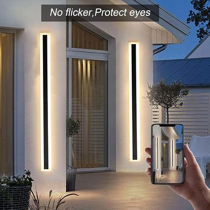 2 Pack-59INCH Long Outdoor LED Wall Lights,45W Waterproof IP65 Warm White led Wall Light Rectangular Black Wall Light,led Porch Lights Outdoor Wall Elegant Frosted White Acrylic Anti Rust