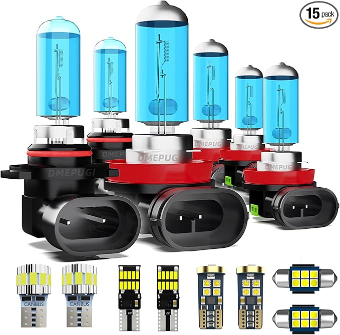 Compatible With Mazda CX-5 2013-2016,9005 High Beam + h11 Low Beam + H11 Fog Lights + Interior Bulbs Package + License Plate Lights,Bright Halogen Replacement Headlight Bulbs,Pack of 15