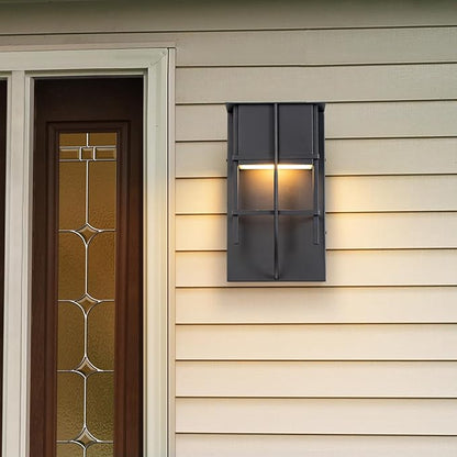 Modern Outdoor Wall Light 14.7'' Integrated LED Down Outdoor Wall Sconce Black Exterior Light Fixtures Suit for Any Locations