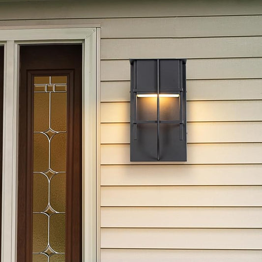 Modern Outdoor Wall Light 14.7'' Integrated LED Down Outdoor Wall Sconce Black Exterior Light Fixtures Suit for Any Locations