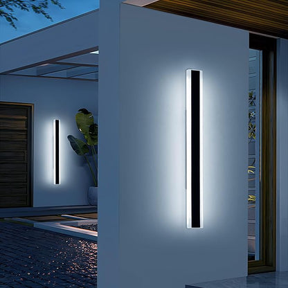 2 Pack Outdoor Wall Light Fixture, 39.3inch Black Modern Wall Sconce, IP65 Waterproof Dimmable 3000K-6000K with Remote Control, Outside Patio Lighting for Porch, Yard, Garage, Garden