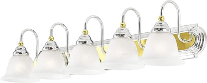 Livex Lighting 1005-52 Belmont 5-Light Bath Light, Chrome and Polished Brass