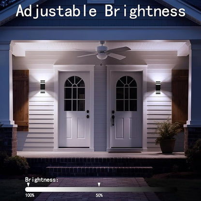 Motion Sensor Outdoor Wall Lights, Dusk to Dawn Up and Down Sconce, Black Aluminum Exterior Light Fixtures with GU10 LED Bulbs, Waterproof Modern Porch Lights for House Garage Garden, ETL Listed