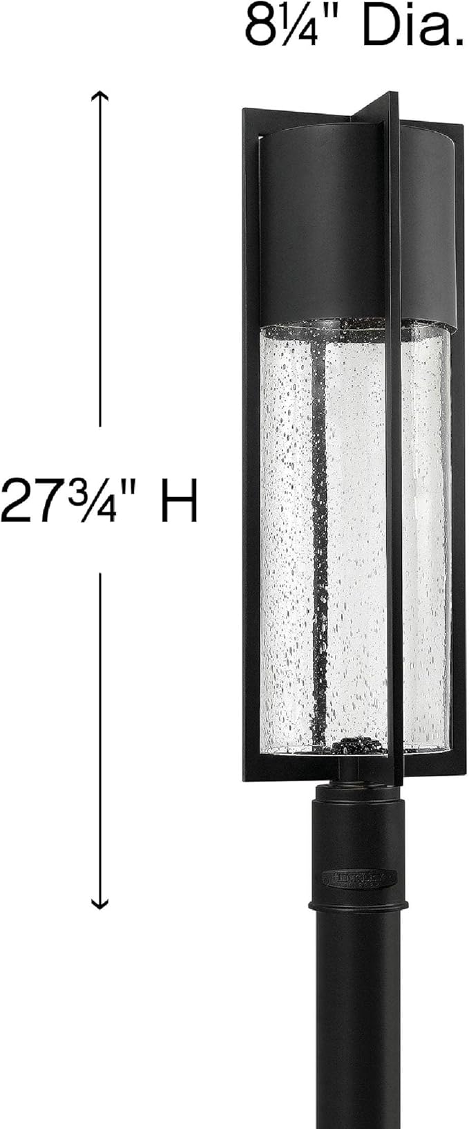 Hinkley Shelter Large Post Top or Pier Mount Lantern - Low Voltage, LED Included, Aluminum, Clear Seedy Glass Shade, Dark Sky Compliant - Black Finish