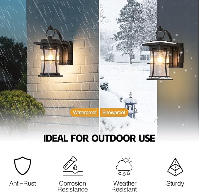 Outdoor Lighting Fixtures Wall Mount, 1-Light 15''H Dusk to Dawn Exterior Light for House Outdoor Wall Lantern with Clear Glass for Front Porch Patio Garage (15'' H with Outlet, 1 PC)