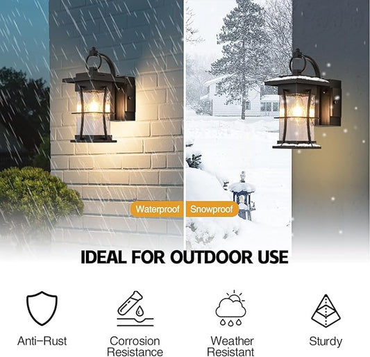 Outdoor Lighting Fixtures Wall Mount, 1-Light 15''H Dusk to Dawn Exterior Light for House Outdoor Wall Lantern with Clear Glass for Front Porch Patio Garage (15'' H with Outlet, 1 PC)