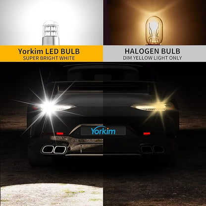 Yorkim 3157 LED Bulb White, 500% Super Bright, 3156 3056 3057 4157 3047 4057 3457 4114 LED Bulbs for Backup Reverse Tail DRL Parking Lights - Pack of 2