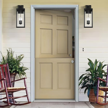 Dusk to Dawn Outdoor Wall Sconce Light, 24 Inch Tall Transitional Exterior Wall Lighting with Clear Glass, Anti-Rust Powder Coat Black Modern Outside Wall Lantern for Front Porch, DDRZ008L BK