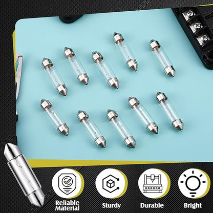 10 Pcs Xenon Festoon Light Bulb 12 Volt Xenon Bulb 39mm Under Cabinet Light for Counter Lighting and Under Cabinet Lighting in Kitchen(10 Watt)