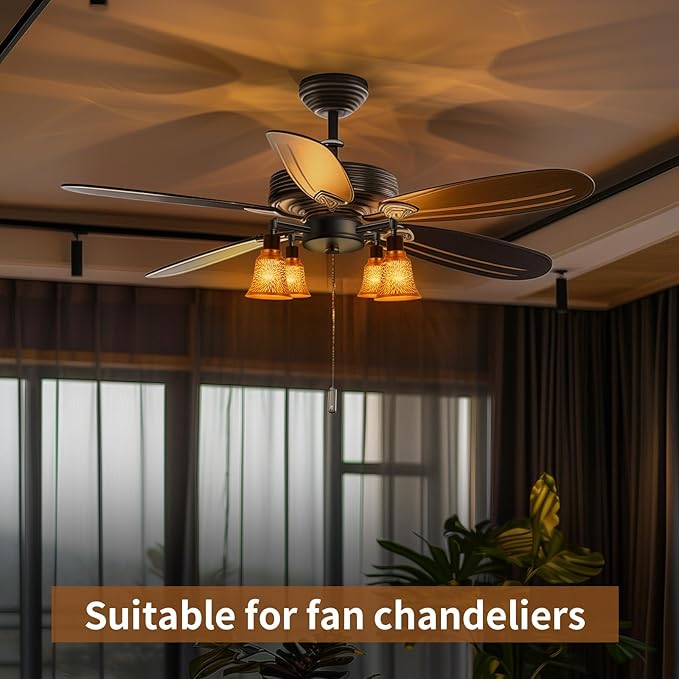 Ceiling Fan Replacement Globes, 4 Pack Chrysanthemum Pattern Fixture Replacement Globes Shades with 1-5/8" Fitter, ALUCSET 4.5" Height 4-3/4" Diameter, Metal Cover for Pendant Lamp-Yellow Brass&Gold